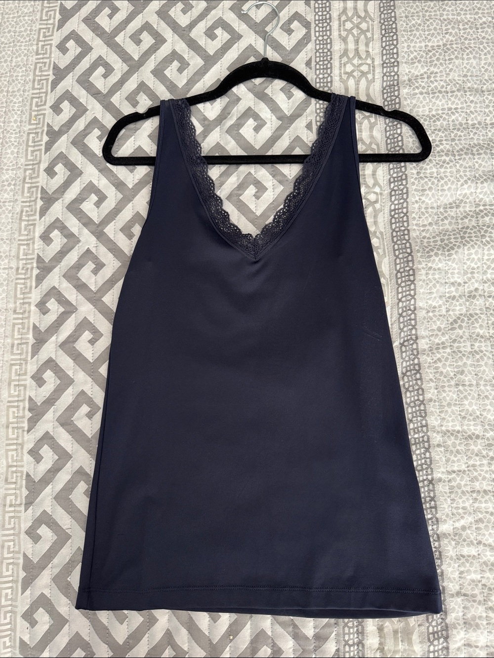 Women's Lace-Trim V-Neck Tank Top - Navy